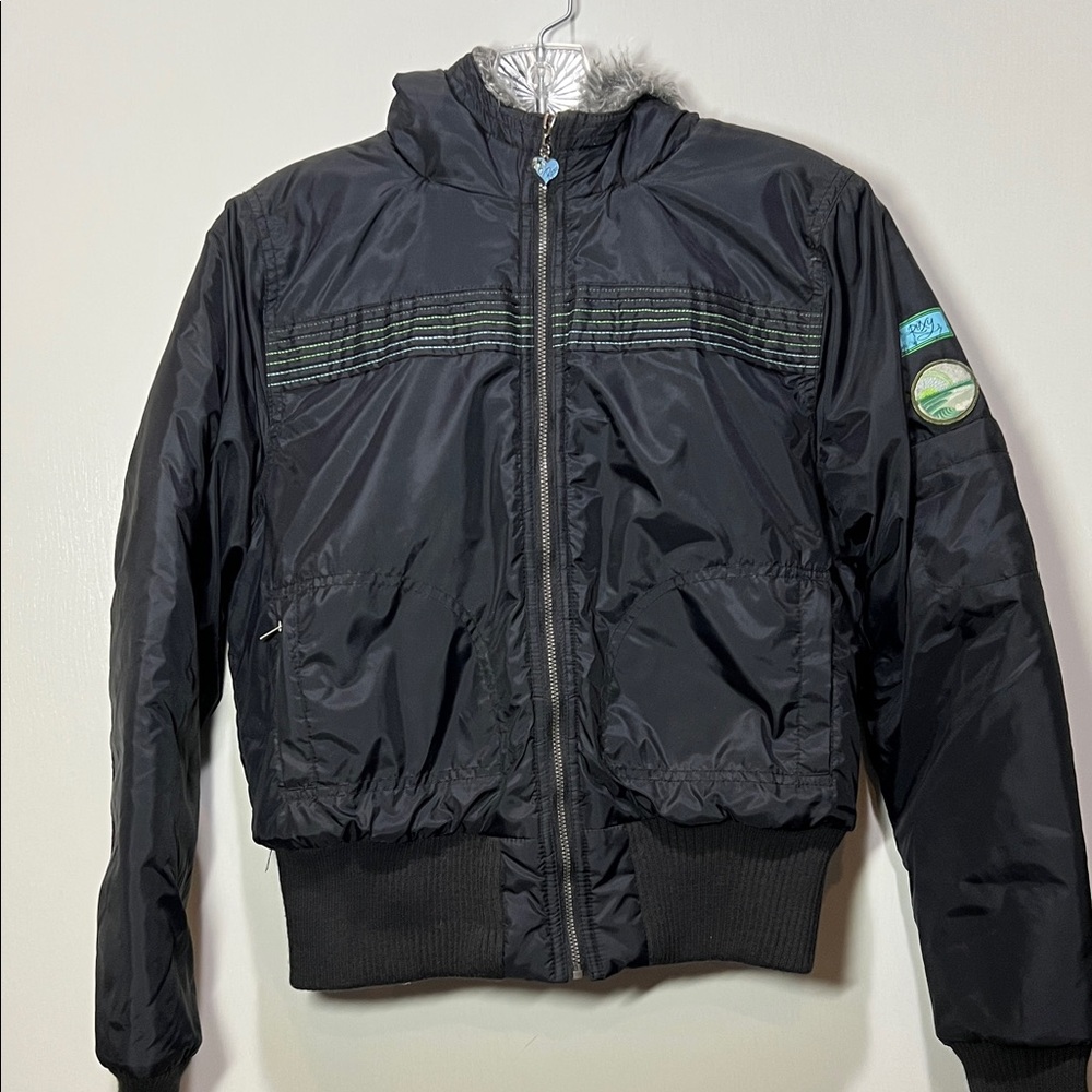Roxy Black Winter/Ski Jacket with Green and Blue Accents Girls M